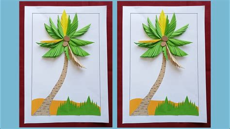 cara membuat pohon kelapa dari kertas origami